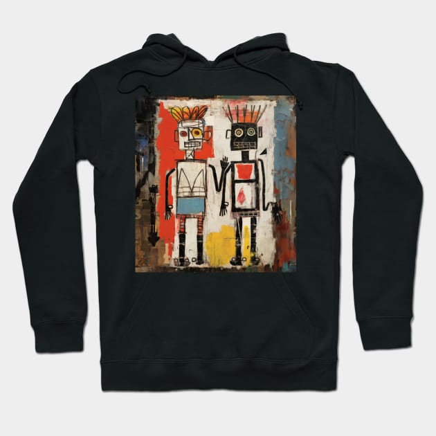 Basquiat Tarot Card The Lovers Abstract Painting Hoodie by TeeTrendz